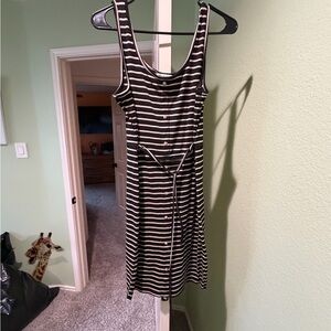 Brave Soul Black and White Striped Midi Dress